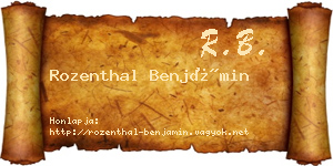 Rozenthal Benjámin névjegykártya